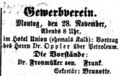 Zeitungsanzeige <!--LINK'" 0:19-->, vormals Hotel Kalb, November 1864