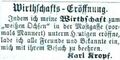 Wirtschaftseröffnung "zum weißen Ochsen" in der damaligen <!--LINK'" 0:17-->, Februar 1870