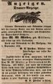 Traueranzeige von <!--LINK'" 0:38--> für seine verstorbene Schwiegermutter, September 1844