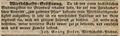 Werbeannonce von Joh. Georg Hofer zur Eröffnung seiner Wirtschaft <!--LINK'" 0:3-->, März 1839