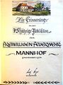 Titelseite Festschrift zur 75 Jahr Feier der FFW Mannhof am 09. November <!--LINK'" 0:22-->