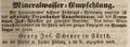 Werbeannonce für das Mineralwasserlager von <!--LINK'" 0:30-->, April 1843