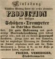 Zeitungsanzeige für eine musikalische Veranstaltung samt Feuerwerk im <!--LINK'" 0:42-->, Mai 1845