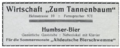 zeitgenössische Werbung der Wirtschaft  ca. 1920. &gt;&gt;Altdeutsche Bierschwemme&lt;&lt;