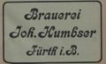 Werbung im Fürther Adressbuch von <!--LINK'" 0:41--> der <a class="mw-selflink selflink">Brauerei Joh. Humbser</a>
