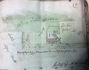 Lageplan zum Baugesuch Gartenstraße 9 von 1839