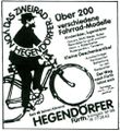 Werbung des ehemaligen Fachgeschäftes <a class="mw-selflink selflink">Fahrradhandel Georg Hegendörfer</a> in der , dass hier jahrzehntelang bestand..