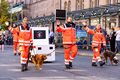 Erntedankfestzug 2023 - Bayerisches Rotes Kreuz, Kreisverband Fürth mit Jugendrotkreuz, 3 Festwagen mit Rettungshunden und Wasserwacht, Okt. 2023