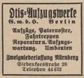 Otis Werbung aus dem Fürther Adressbuch von 1931. Lieferant vom Kfz.-Aufzug in der <!--LINK'" 0:37-->.