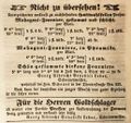 Werbeanzeige des Schreinermeisters <a class="mw-selflink selflink">Georg Albrecht Benedict Leber</a>, August 1842