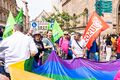 Mitglieder der Grünen Partei und SPD am 1. Christopher Street Day in Fürth, Juli 2024