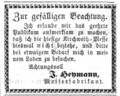 J. Heymann Anzeige, <!--LINK'" 0:13--> 4.10.1863