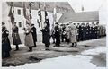 Begräbnis vom Oberscharführer August Muggenhöfer vom SA-Sturm 11/24 am 5.10.1940 Stadeln. Aufstellen aller Partei Gliederungen im ehem. Schulhof und Marsch zum Friedhof.