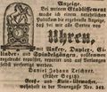 Zeitungsannonce des Uhrmachers , Juni 1846