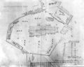 Lageplan der  und der ehem. <a class="mw-selflink selflink">Heilig-Grab-Kapelle</a> rechts oberhalb der Kirche, Plan von 1812