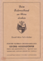 Titelseite eines Katalogs der Fa. Fahrrad Hegendörfer von 1960