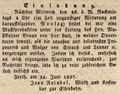 Werbeannonce für das Wirtshaus "<!--LINK'" 0:7-->", 1837