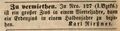 Mietanzeige Rießner für Bergstraße 127, I. Bezirk, Fürther Tagblatt, 27. Mai 1845