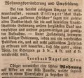 Zeitungsannonce des neune Eigentümers des Gasthauses <!--LINK'" 0:8-->, Mai 1850