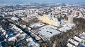 Klinikum Fürth samt Klinik für Psychiatrie und Psychotherapie Fürth, in der Mitte Neubau des Klinikums während der Bauphase, Dez. 2022