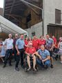 Hermann Wagler zusammen mit Oberbürgermeister Dr. Thomas Jung, Bundestagsabgeordneten Carsten Träger und einigen Stadträten beim SPD Bauernhoffest in Stadeln, Juli 2023