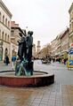 Blick durch die Schwabacher Straße, vorbei am Dreiherrschaftsbrunnen, Januar 2001