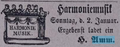 Zeitungsannonce des Wirts Heinrich Amm, Januar 1876