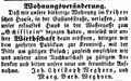 Zeitungsannonce der Wirtsleute Weghorn zum "<!--LINK'" 0:18-->, November 1851