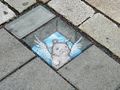 Street Art Zeichnungen des amerikanischen Künstlers David Zinn in der Fürther Innenstadt, Mai 2019