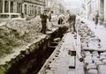 Baustelle vor Marienstr. 32, Blickrichtung zur Pfisterstraße (Aufnahme 1961)