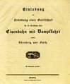 Einladung zur Gründung Eisenbahn 1833