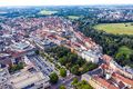 Blick über die Freiheit - Bildmitte die Neue Mitte, im Hintergrund die Fürther Altstadt, Juni 2020