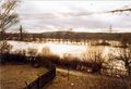 Hochwasser im Wiesengrund, Blick von der Erlanger Straße zur Alten Veste, 1980