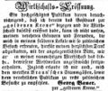 Zeitungsannonce des Wirts <!--LINK'" 0:12-->, August 1853