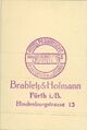 Rückseite einer Fotografie aus dem Atelier Brabletz & Hofmann in der Hindenburgstraße 13, ca. 1920