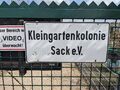 Schild der Kleingartenkolonie bei Sack, März 2024