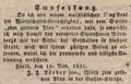 Werbeannonce der Wirtschaft "<a class="mw-selflink selflink">Zum goldnen Pfau</a>", 1831