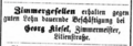 Anzeige zur Zimmergesellensuche, Juni 1874