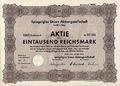 Aktie der Spiegelglas Union AG aus Fürth, Mai 1942