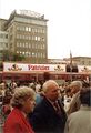 Erste U-Bahnfahrt der Linie 1 zwischen Fürth und Nürnberg - hier Feierlichkeiten an der U-Bahnhaltestelle Eberhardshof, März 1982