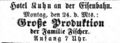 Werbeanzeige für das Hotel Kuhn, März 1862