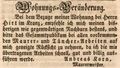 Zeitungsanzeige des Maurermeisters <!--LINK'" 0:10-->, Mai 1850