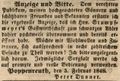 Zeitungsannonce des Wirts <!--LINK'" 0:22--> Peter Danner, Februar 1848