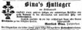 Zeitungsanzeige des Filz- und Hutfabrikanten <a class="mw-selflink selflink">Johann Gottlieb Bina</a>, März 1863