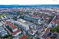 Blick über die Flößaustraße in der Südstadt, im Hintergrund der Südstadtpark