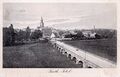 Historische Ansicht der Stadt Fürth. Im Vordergrund die <a class="mw-selflink selflink">Ludwigbrücke</a> vor ihrer Erweiterung, gel. 1913