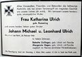 Todesanzeige der 3 Bombenopfer der Familie Ulrich verursacht durch die komplette Zerstörung des Bauernhofes in <!--LINK'" 0:81--> am 26. Februar 1943