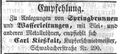 Zeitungsanzeige des Kupferschmiedmeisters <!--LINK'" 0:4-->, Mai 1855