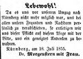 Zeitungsanzeige von Dr. <!--LINK'" 0:14-->, dass er nach Nürnberg zieht, Juli 1855