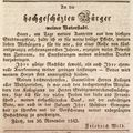 Zeitungsartikel des Magistratsrats <!--LINK'" 0:42--> anlässlich seines Ausscheidens aus dem Magistrat nach 25 Jahren, Dezember 1843